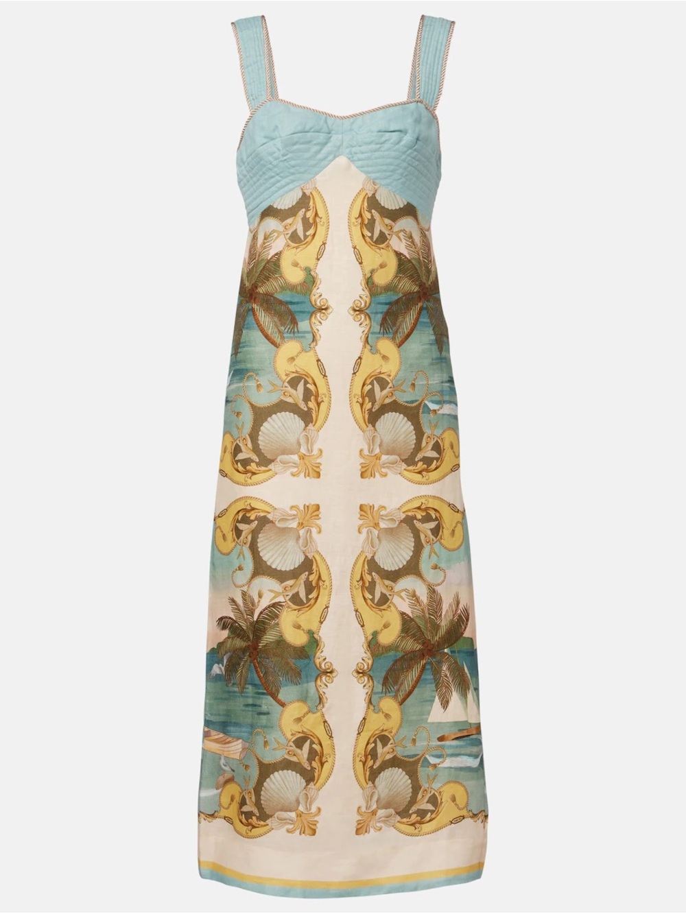 FARM Rio Royal Sea linen midi dress
